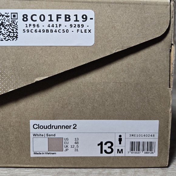 Mens On Cloud Cloudrunner 2 Size 13 White / Sand New In Box 3ME10140248 - Picture 8 of 8